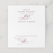 Romantic Burgundy Text Calligraphy Wedding Plaatskaartje (Buitenkant ongevouwen)