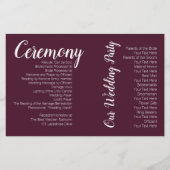 Romantic Burgundy Wedding Photo Ceremony Programme (Voorkant)