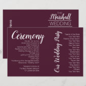 Romantic Burgundy Wedding Photo Ceremony Programme (Voorkant / Achterkant)