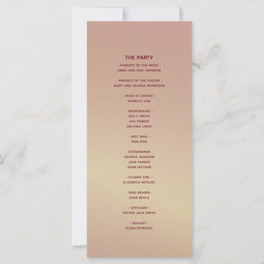 Romantic Burgundy Wedding Programme (Achterkant)