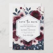 Romantic Burgundy Wedding Save The Date (Voorkant)