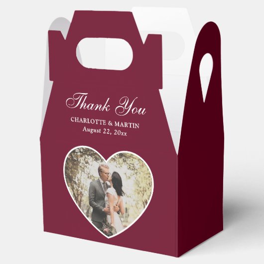 Romantic Burgundy Weduwfoto Bedankdoosjes (Geopend)