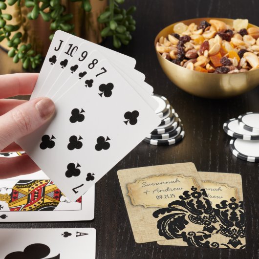 Romantic Burlap  Gold Black Damask Speelkaarten (Insitu)