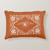 Romantic Burnt Orange Shabby Chic Mr Mrs Wedding Accent Kussen (Voorkant)
