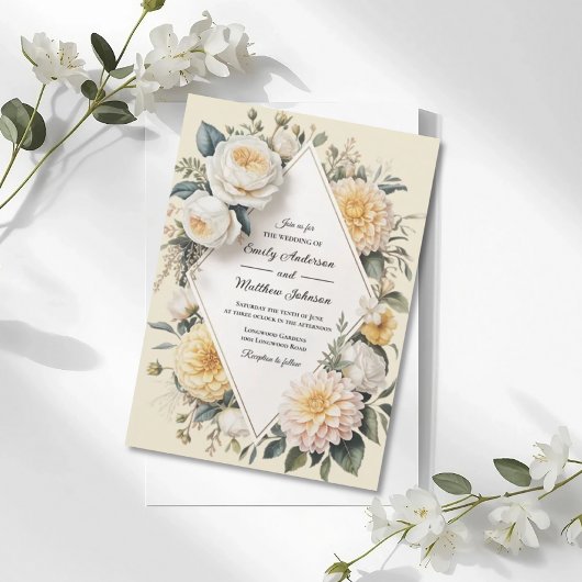Romantic Butter Yellow Garden Wedding Invitation Kaart