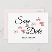 Romantic Butterflies Roze sparen de Data Briefkaart (Voorkant / Achterkant)