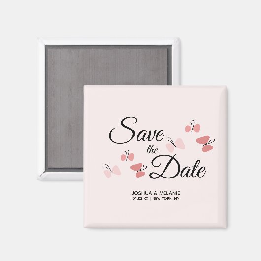 Romantic Butterflies Roze sparen de Data Magneet (Voorkant / Achterkant)