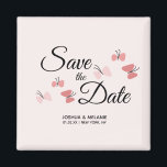 Romantic Butterflies Roze sparen de Data Magneet<br><div class="desc">Sparen de Mededelingen van de Datum met Roze Butterflies Magnets</div>