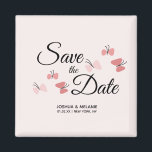Romantic Butterflies Roze sparen de Data Magneet<br><div class="desc">Sparen de Mededelingen van de Datum met Roze Butterflies Magnets</div>
