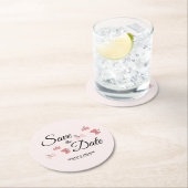 Romantic Butterflies Roze sparen de Data Ronde Kartonnen Onderzetter (Insitu)