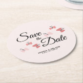 Romantic Butterflies Roze sparen de Data Ronde Kartonnen Onderzetter (Gebogen)