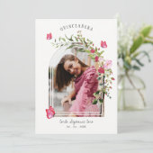 Romantic Butterflies Spain Quinceañera Foto Kaart (Staand voorkant)
