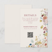 Romantic Butterfly Floral Border Wedding QR Code Informatiekaartje (Voorkant / Achterkant)