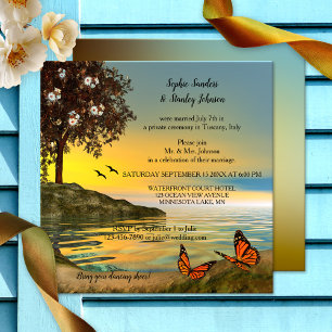 Romantic Butterfly Post of After Wedding Invite Kaart