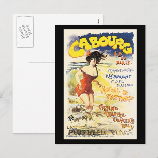 Romantic  Cabourg Travel Holiday Poster Feestdagenkaart (Voorkant / Achterkant)