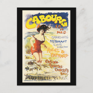 Romantic  Cabourg Travel Holiday Poster Feestdagenkaart