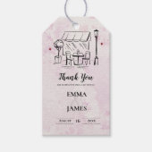 Romantic Café Illustration Wedding Thank You Favor Cadeaulabel (Voorkant)