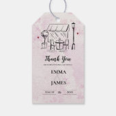 Romantic Café Illustration Wedding Thank You Favor Cadeaulabel (Achterkant)
