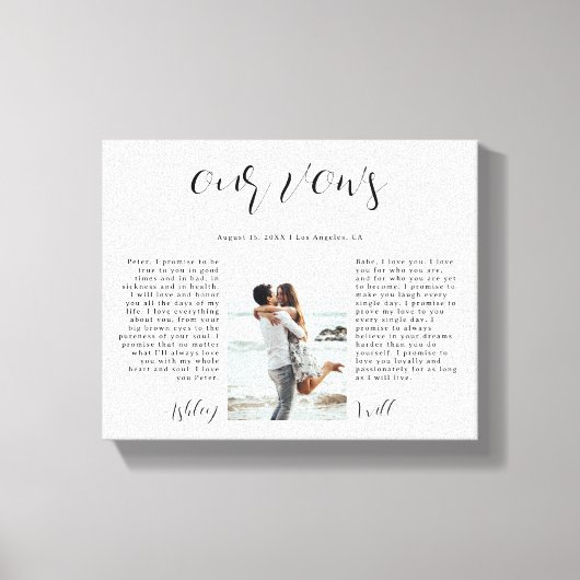 Romantic Calligrafie Foto Wedding Vow Keepslag Canvas Afdruk (Voorkant)
