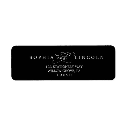 Romantic Calligraphy Black Return Address Label (Voorkant)