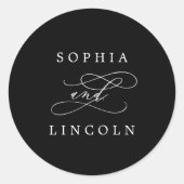 Romantic Calligraphy Black Wedding Envelope Seals Ronde Sticker (Voorkant)
