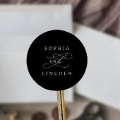 Romantic Calligraphy Black Wedding Envelope Seals Ronde Sticker