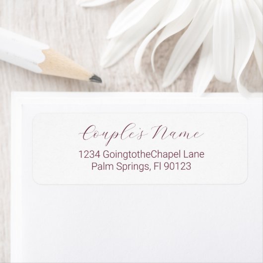 Romantic Calligraphy Burgundy Return Address Etiket (Insitu)