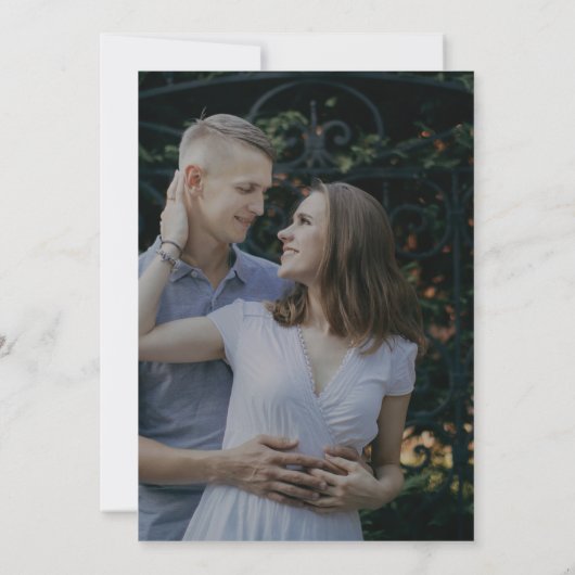 Romantic Calligraphy Dark Photo Flourish Wedding Kaart (Achterkant)