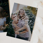 Romantic Calligraphy Dark Photo Flourish Wedding Kaart