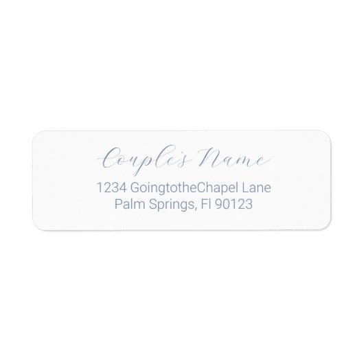 Romantic Calligraphy Dusty Blue Return Address Etiket (Voorkant)