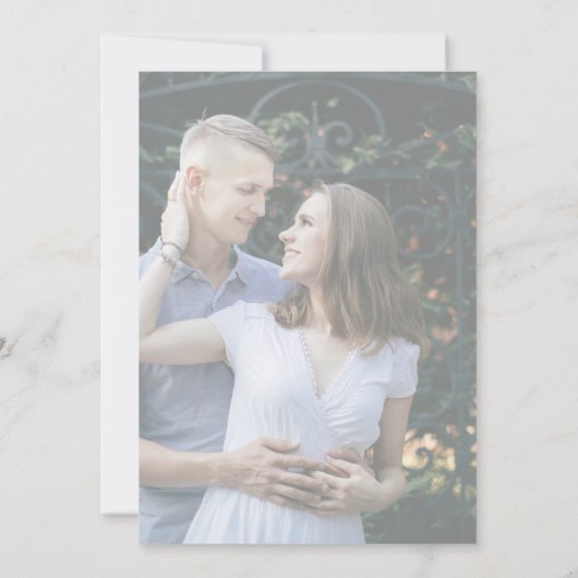 Romantic Calligraphy Faded Photo Monogram Weddensc Kaart (Achterkant)