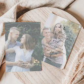 Romantic Calligraphy Faded Photo Monogram Weddensc Kaart