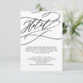 Romantic Calligraphy Flourish Hotel Enclosure Kaar Informatiekaartje (Staand voorkant)