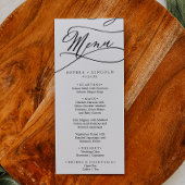 Romantic Calligraphy Flourish Wedding Dinner Menu