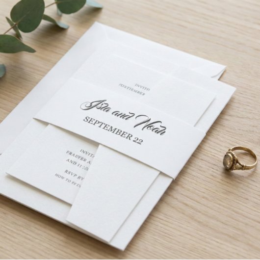 Romantic Calligraphy | Flourish Wedding Uitnodigingen Wikkel