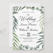 Romantic Calligraphy Greenery Leaves Wedding Kaart (Voorkant)