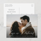 Romantic Calligraphy Love is Patiëntenuitstel Aankondigingskaart (Voorkant / Achterkant)