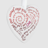 Romantic Calligraphy Lovers Heart Shaped Quote Ornament (voorkant)