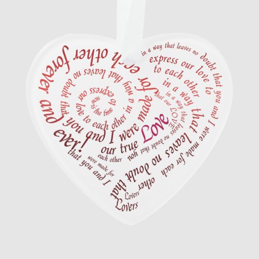 Romantic Calligraphy Lovers Heart Shaped Quote Ornament (achterkant)