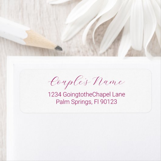 Romantic Calligraphy Magenta Return Address Etiket (Insitu)