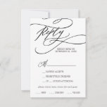 Romantic Calligraphy Menu Choice RSVP Card<br><div class="desc">Deze romantische kalligrafiemenuskaart is perfect voor een eenvoudige bruiloft. Het moderne klassieke ontwerp is uitgerust met fancy draden en grillen met prachtige,  elegante,  handgeschreven typografie. Deze trouwreactiekaart vraagt gasten gemakkelijk welk eten ze willen bij je receptie.</div>