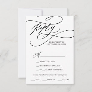 Romantic Calligraphy Menu Choice RSVP Card