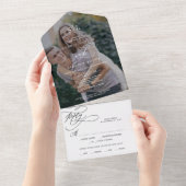 Romantic Calligraphy Monogram Dark Photo Weddensch All In One Uitnodiging