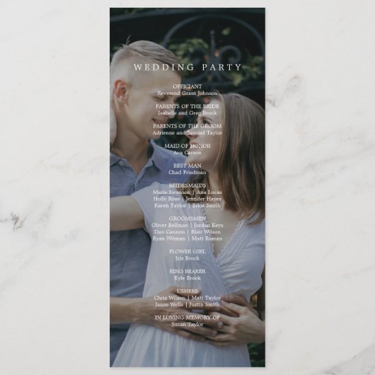 Romantic Calligraphy Monogram Dark Photo Weddensch Programmakaart (Achterkant)