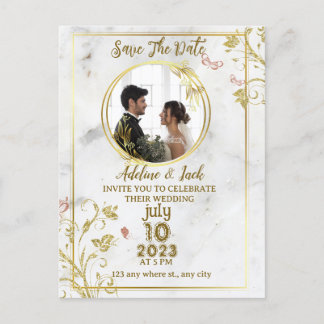 Romantic Calligraphy Monogram Photo Weddenschap al Aankondigingskaart