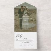 Romantic Calligraphy Monogram Photo Weddenschap All In One Uitnodiging (Binnen)