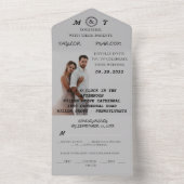 Romantic Calligraphy Monogram Photo Weddenschap All In One Uitnodiging (Binnen)