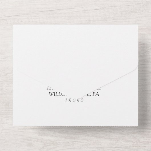 Romantic Calligraphy Monogram Photo Weddenschap All In One Uitnodiging (Achterkant)