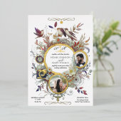 Romantic Calligraphy Monogram Photo Weddenschap Folie Uitnodiging (Staand Voorkant)