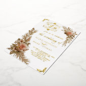 Romantic Calligraphy Monogram Photo Weddenschap Folie Uitnodiging (Gedraaid)